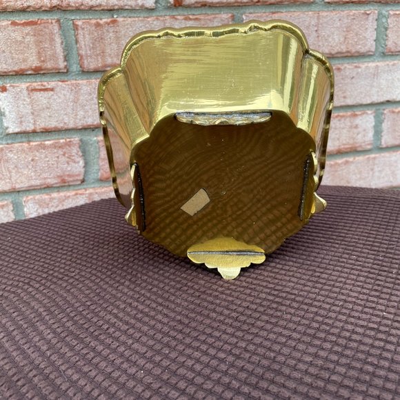 Vintage Solid Brass Scalloped Planter Bowl - Picture 3 of 6